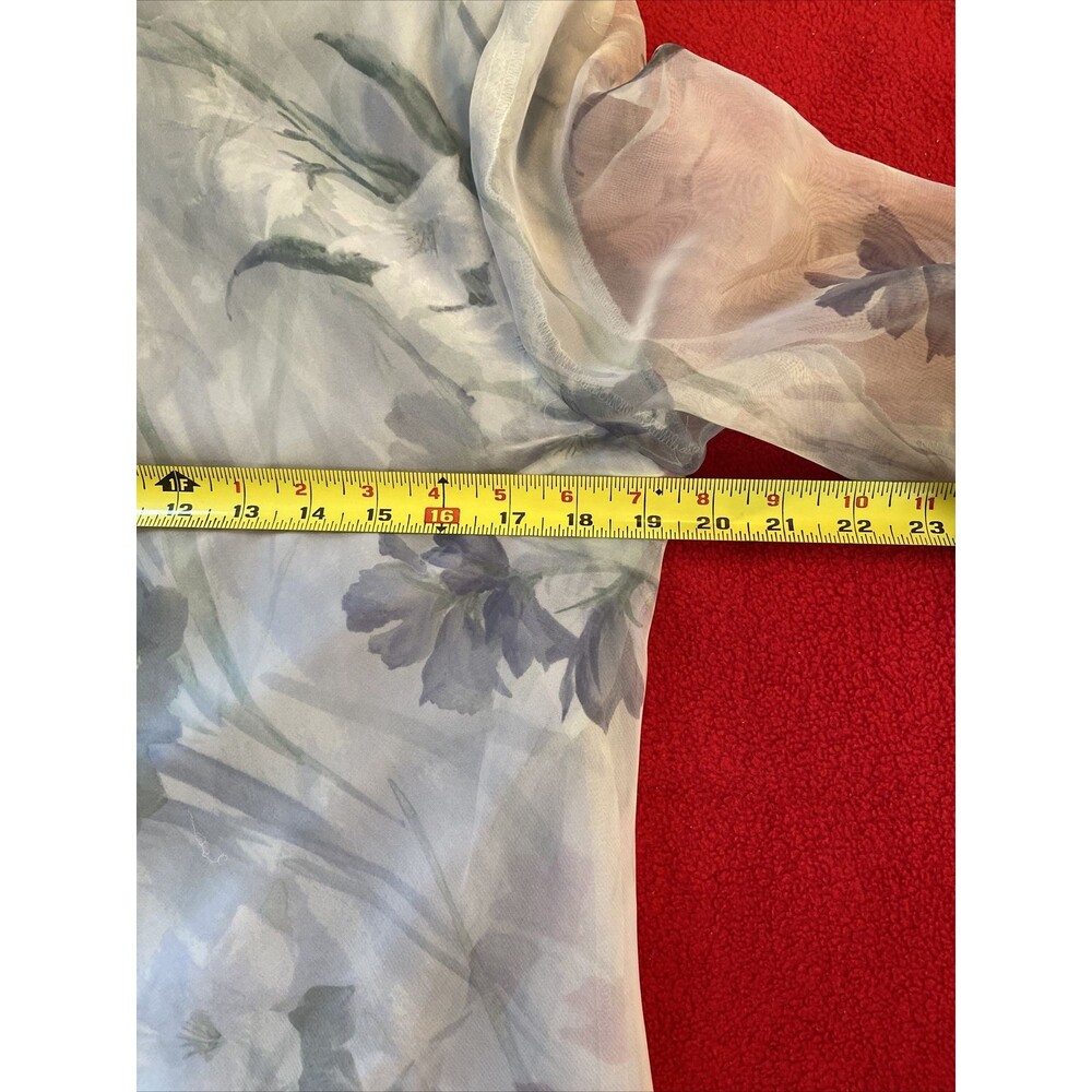 BREEZY BLUE BEAUTY ursula light blue floral longsleeve chiffon dress size 12 - Picture 7 of 11
